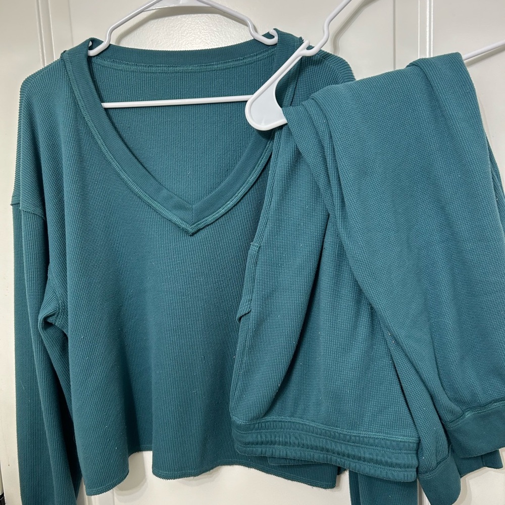 Gilly Hicks Blue Pajama Set V-Neck Knit